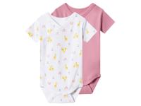 lupilu Set van 2 baby rompers (Wit/lichtroze, 86/92)