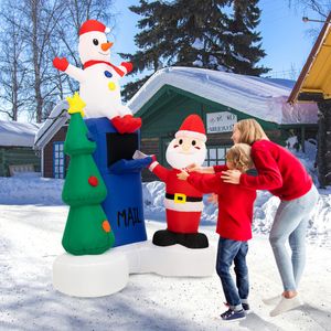 185 cm Opblaasbare Kerstdecoratie Verlichte Kerstman Sneeuwpop Kerstboom Decoratie met Geïntegreerde Ledlampen Binnen en Buiten