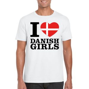 I love Danish girls t-shirt wit heren 2XL  -