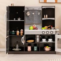 Kinderkeuken met Koelkast Houten Speelkeuken Incl. Speelaccessoires voor Kinderen Vanaf 3 Jaar Bruin 97 x 30 x 95cm