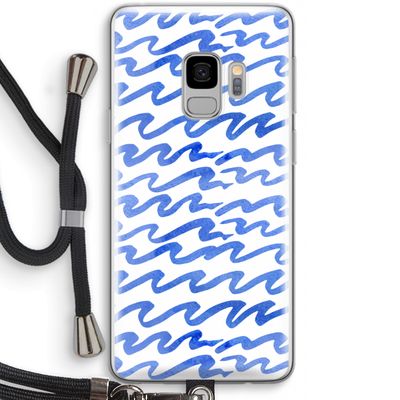 Blauwe golven: Samsung Galaxy S9 Transparant Hoesje met koord