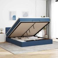 Ottoman bed met matras en LED's 160x200cm stof blauw