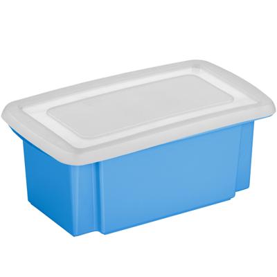 Sunware opslagbox - kunststof - 7 liter - blauw - 38 x 21 x 14 cm - met afsluitbare deksel