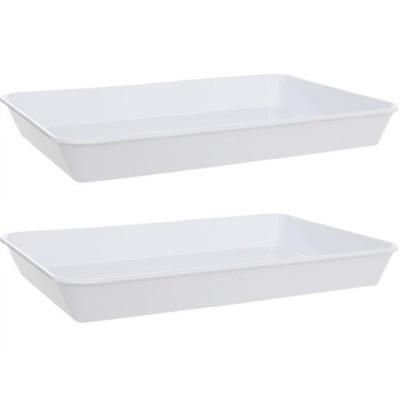 Horeca Dienblad - Set van 2x stuks - diep - hoge randen - wit - kunststof - 35 x 24 cm