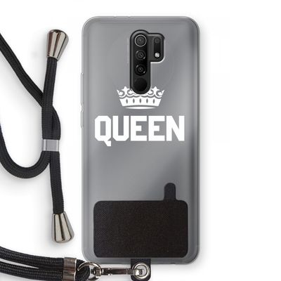 Queen zwart: Xiaomi Redmi 9 Transparant Hoesje met koord