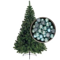 Bellatio Decorations kunst kerstboom 120 cm met kerstballen ijsblauw - Kunstkerstboom - thumbnail