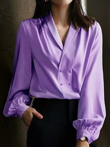 Urban Shawl Collar Loose Silk Satin Blouse