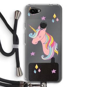 Roze eenhoorn: Pixel 3a Transparant Hoesje met koord