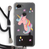 Roze eenhoorn: Pixel 3a Transparant Hoesje met koord