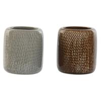 Glas Home ESPRIT Bruin Grijs Keramiek 8,5 x 8,5 x 10 cm (2 Stuks)