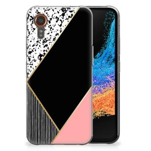 Samsung Galaxy Xcover 7 TPU Hoesje Zwart Roze Vormen