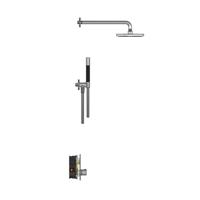 Hotbath Cobber - Inbouw Regendoucheset - Chroom - Thermostatisch - Wandarm 38.5 cm - Hoofddouche 200 mm - Staafhanddouche - Waterbesparend - V02