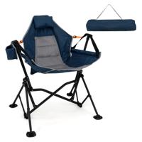 Opvouwbare Campingstoel met Verstelbare Rugleuning en Bekerhouder Klapstoel Opvouwstoel Blauw