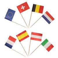 Cocktailprikkers vlaggetjes Europa - 50x stuks - Landen feestartikelen en tafel versiering