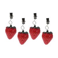 Excellent Houseware Tafelkleedgewichtjes/hangers - 4x - aardbei - kunststeen - rood