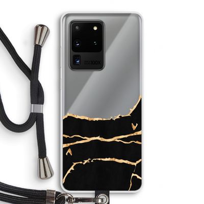Gouden marmer: Samsung Galaxy S20 Ultra Transparant Hoesje met koord