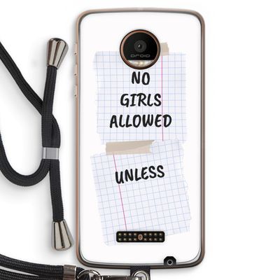 No Girls Allowed Unless: Motorola Moto Z Force Transparant Hoesje met koord