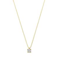 14k Geelgouden Ketting met Synthetische Diamant (April) - 42+2 cm