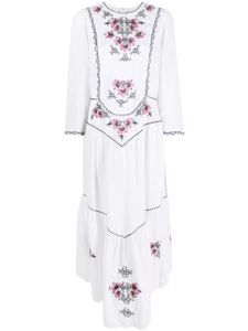 ISABEL MARANT robe mi-longue brodée à volants superposés - Blanc