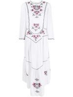 ISABEL MARANT robe mi-longue brodée à volants superposés - Blanc