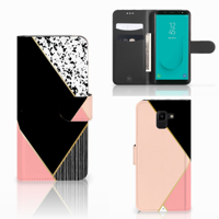 Samsung Galaxy J6 2018 | Book Case | Zwart Roze Vormen