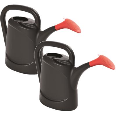 Prosperplast Gieter met broeskop - 2x stuks - zwart - kunststof - 10 liter - voor buiten