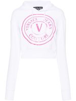 Versace Jeans Couture logo-print cropped hoodie - Blanc