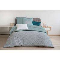 HOME LINGE PASSION Luxor dekbedovertrek - 1 dekbedovertrek 240 x 260 cm + 2 kussenslopen 65 x 65 cm - Smaragdgroen en wit