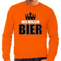 Grote maten Wij Willem bier sweater oranje voor heren - Koningsdag truien - thumbnail