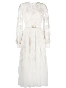 Elie Saab robe mi-longue à perles brodées - Blanc