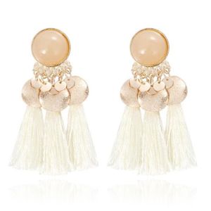 Tassel Oorbellen met Elegante Steen van Deja Jewels - Wit