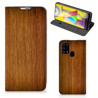 Samsung Galaxy M31 Book Wallet Case Donker Hout