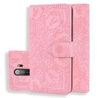 Voor Xiaomi Redmi Note 8 Pro kalf patroon Mandala dubbele vouwen ontwerp reliëf lederen draagtas met portemonnee & houder & kaartsleuven (roze) Voor Xiaomi Redmi Note 8 Pro kalf patroon Mandala dubbele vouwen ontwerp reliëf lederen draagtas met portemonnee & houder & kaartsleuven (roze)
