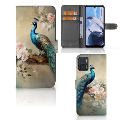 Telefoonhoesje | Met pasjeshouder | voor Motorola Moto E22 | E22i Vintage Pauwen