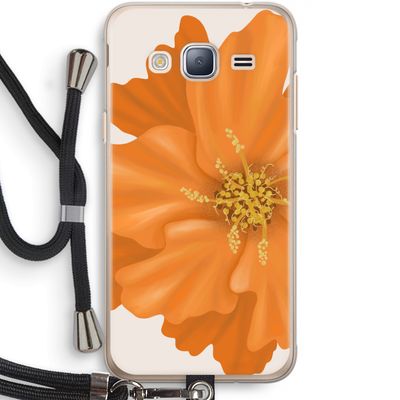 Orange Ellila flower: Samsung Galaxy J3 (2016) Transparant Hoesje met koord