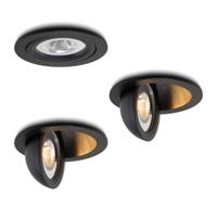 LED-inbouwspot set 3 stuks Sienna zwart 5W extra warm-wit 2700K