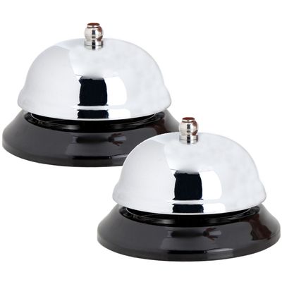 2x Stuks receptiebel/baliebel 8,5 cm zilver van metaal