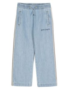 Palm Angels Kids pantalon de jogging en chambray - Bleu