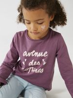 T-shirt met tekst voor meisjes paars - thumbnail
