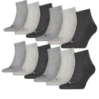 Puma Quarter Sokken Plain 12-pack Antraciet Melange-43/46