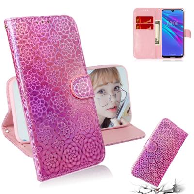 Voor Huawei Y6 2019 effen kleur kleurrijke magnetische Buckle horizontale Flip PU lederen draagtas met houder & kaartsleuven & portemonnee & Lanyard (