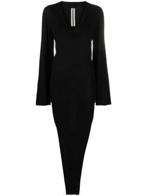 Rick Owens robe longue Tora à col v - Noir