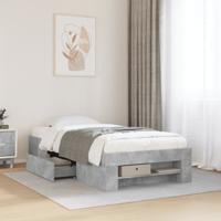Bedframe bewerkt hout betongrijs 75x190 cm