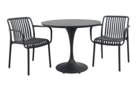 Stripe/Toscara stapelbare ronde bistroset Ø90 cm. - Antraciet/Keramiek