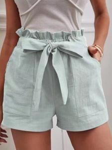 Casual Cotton And Linen Plain Regular Fit Shorts