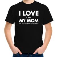 I love it when my mom lets me watch television all day t-shirt zwart voor kids - thumbnail