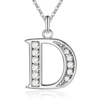 Zilverkleurige Letter D Dames Ketting met Zirkonia