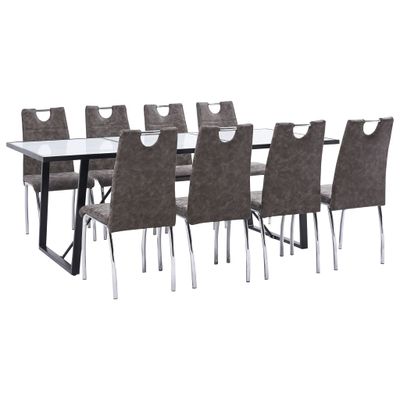 vidaXL 9-delige Eethoek kunstleer bruin