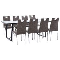 vidaXL 9-delige Eethoek kunstleer bruin - thumbnail