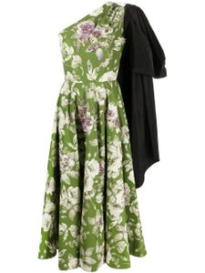 ERDEM robe asymétrique à fleurs - Vert